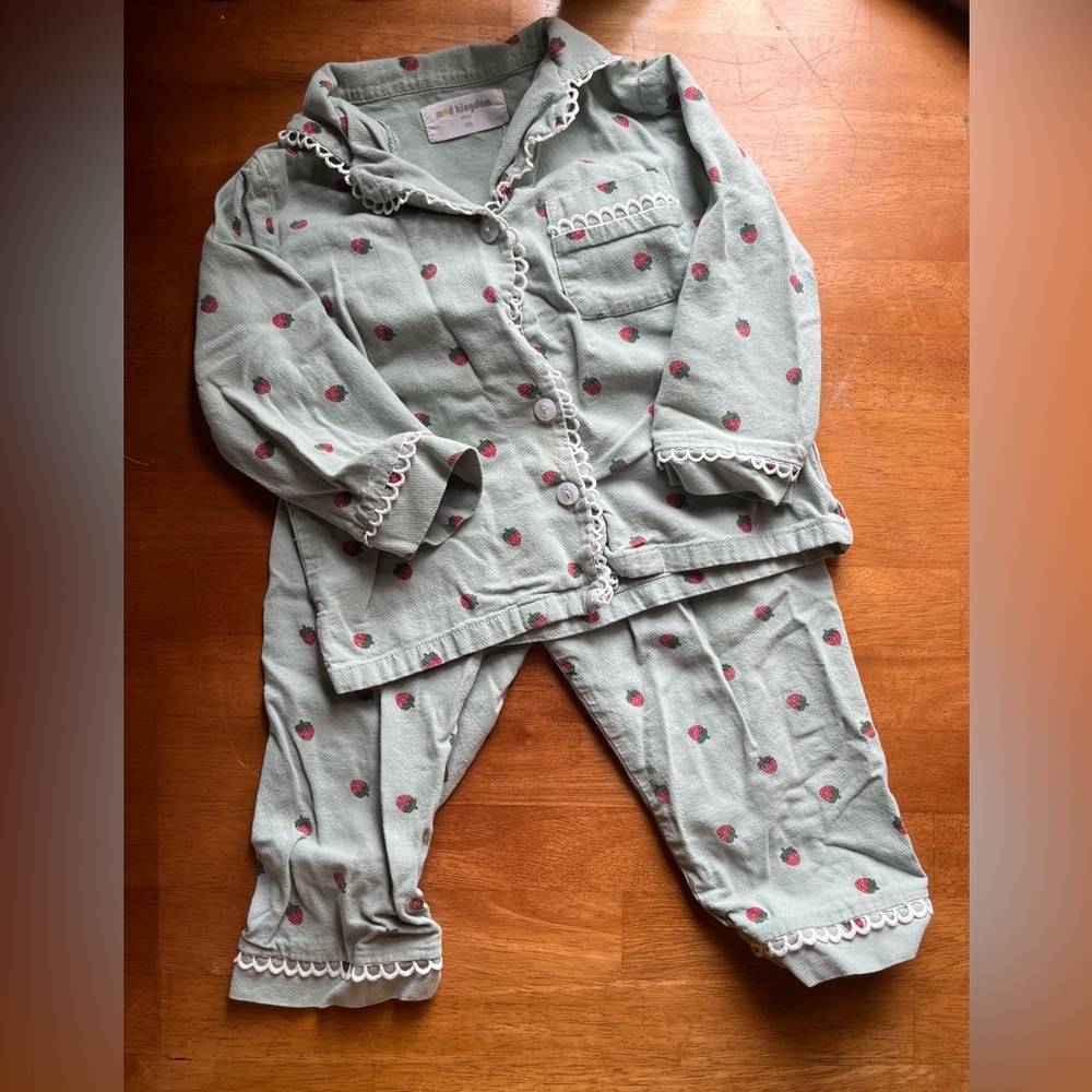 Strawberry button down pajamas.